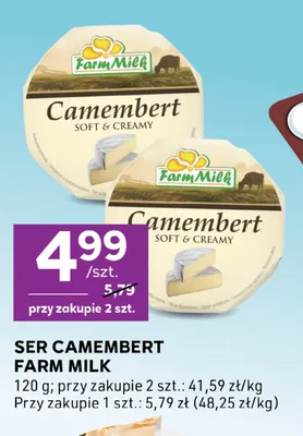 Ser camembert Farm Milk promocja w Stokrotka
