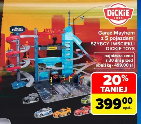 Garaż Mayhem z 5 pojazdami Szybcy i Wściekli Dickie Toys promocja w Carrefour