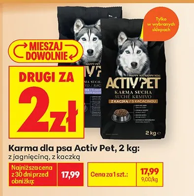 Karma sucha dla psa Activ Pet z jagnięciną promocja w Biedronka