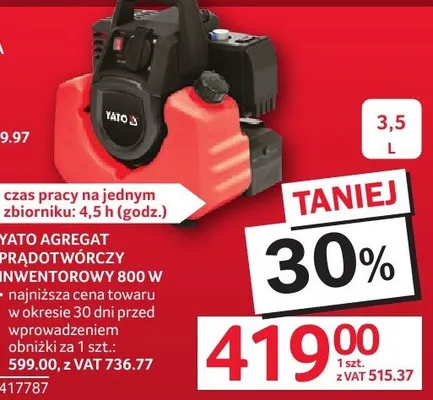 Agregat prądotwórczy inwertorowy 800 W promocja w Selgros