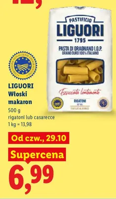 Włoski makaron rigatoni Liguori promocja w Lidl