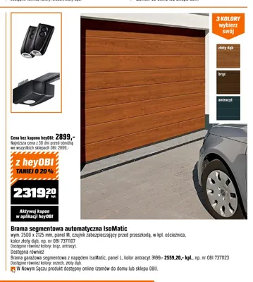 Brama segmentowa automatyczna IsoMatic panel M promocja w OBI