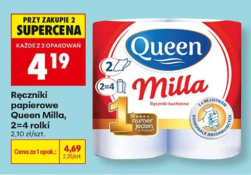 Ręczniki papierowe Queen Milla promocja w Biedronka