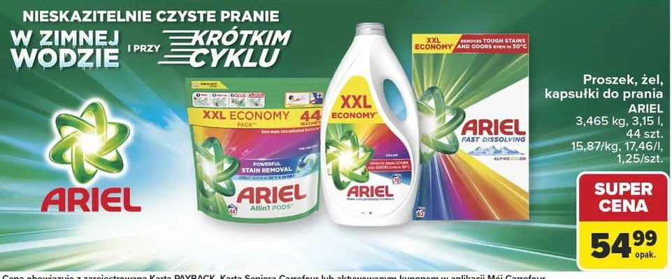 Proszek, żel, kapsułki do prania Ariel promocja w Carrefour