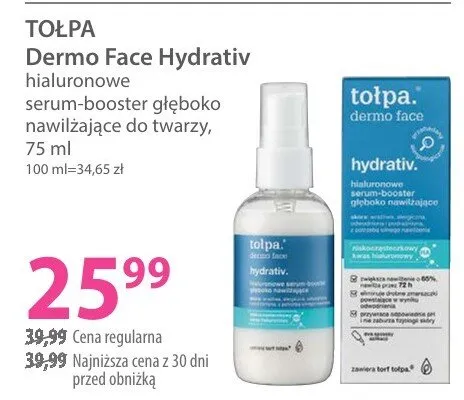 Serum hialuronowe serum-booster głęboko nawilżające do twarzy promocja w Hebe