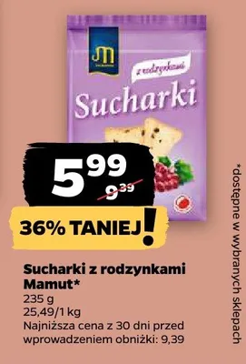 Sucharki z rodzynkami Mamut promocja w Netto