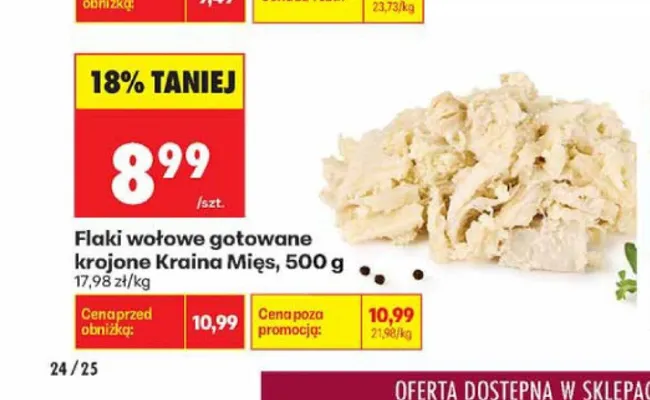 Flaki wołowe gotowane krojone Kraina Mięs promocja w Biedronka
