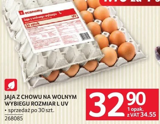 Jaja z chowu na wolnym wybiegu rozmiar L UV promocja w Selgros