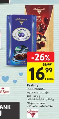 Praliny Złota Wiśnia Solidarność promocja w Intermarche
