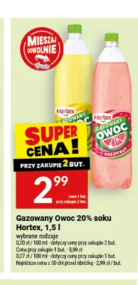 Gazowany Owoc 20% soku Hortex Grejpfrut promocja w Twój Market
