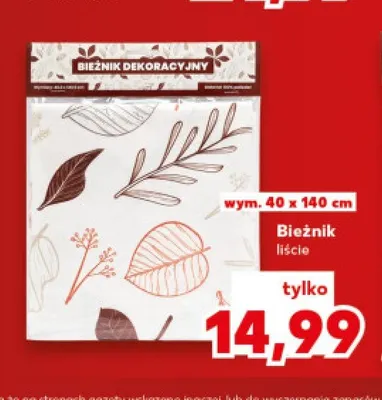 Bieżnik liście 40x140 cm promocja w Kaufland