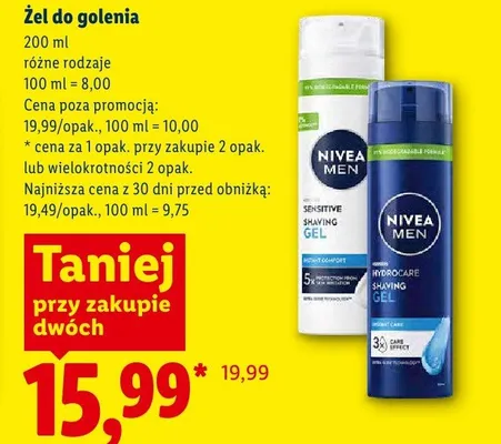 Żel do golenia Nivea Men Sensitive promocja w Lidl