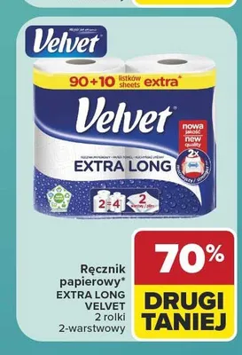 Ręcznik papierowy Velvet Extra Long promocja w Carrefour