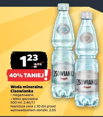 Woda mineralna Cisowianka niegazowana promocja w Netto