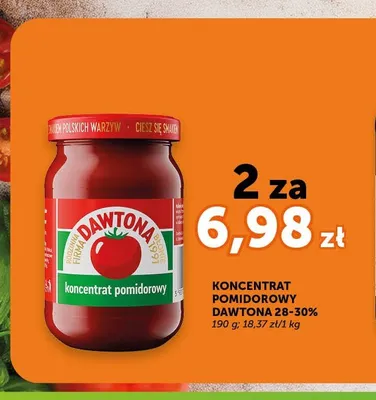 Koncentrat pomidorowy Dawtona 28-30% promocja w Euro Sklep