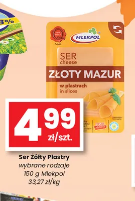 Ser żółty w plastrach Złoty Mazur Mlekpol promocja w emma MARKET