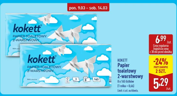 Papier toaletowy 2-warstwowy promocja w Aldi