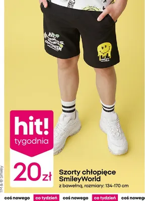 Szorty chłopięce SmileyWorld z bawełną rozmiary 134-170cm promocja w Pepco