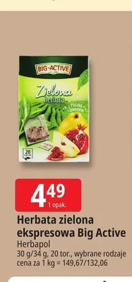 Herbata zielona ekspresowa Big Active z pigwą promocja w Leclerc