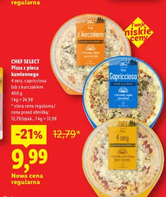 Pizza z pieca kamiennego 4 sery Chef Select promocja w Lidl