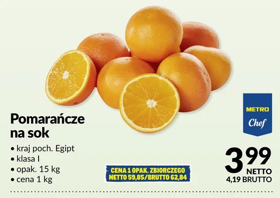 Pomarańcze na sok promocja w Makro