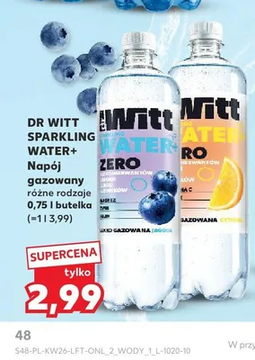 Napój gazowany Dr Witt Sparkling Water+ jagodowy promocja w Kaufland