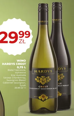 Wino Hardys Crest białe/czerwone, wytrawne promocja w Duży Ben
