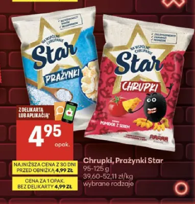 Prażynki Star solone promocja w Delikatesy Centrum