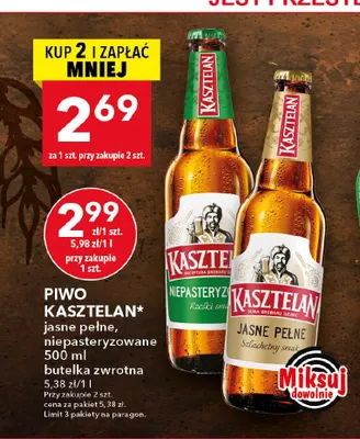 Piwo Kasztelan Niepasteryzowane promocja w LEWIATAN