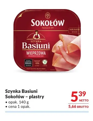 Szynka Basiuni Sokołów plastry promocja w Makro