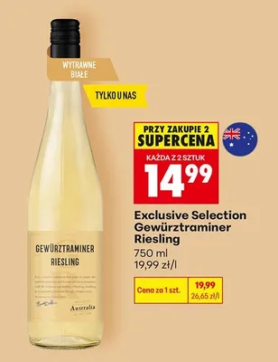 Wino białe wytrawne Exclusive Selection Gewürztraminer Riesling promocja w Biedronka
