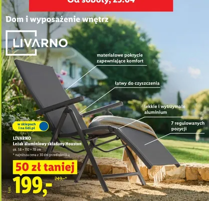 Leżak aluminiowy składany Houston promocja w Lidl