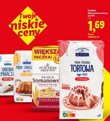 Mąka pszenna tortowa typ 450 Belbake promocja w Lidl