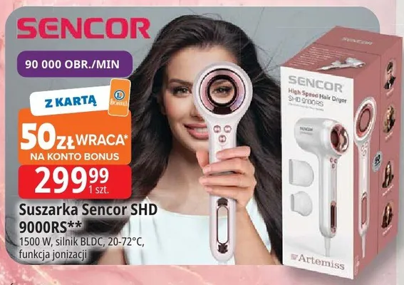 Suszarka Sencor SHD 9000RS 1500W silnik BLDC 20-72°C funkcja jonizacji promocja w Leclerc