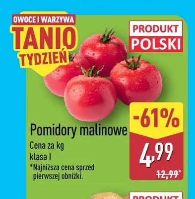 Pomidory malinowe polskie promocja w Aldi