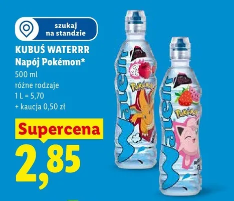 Napój Kubuś Waterrr Pokémon smoczy owoc malina promocja w Lidl