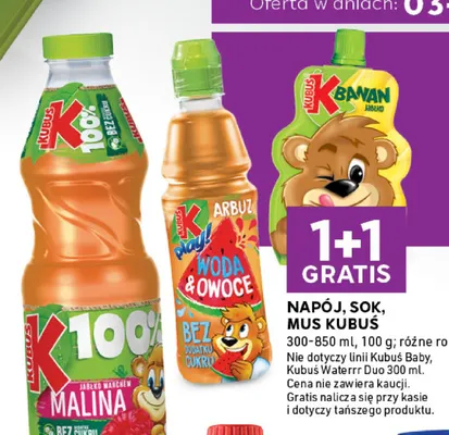 Mus Kubuś banan jabłko promocja w Stokrotka