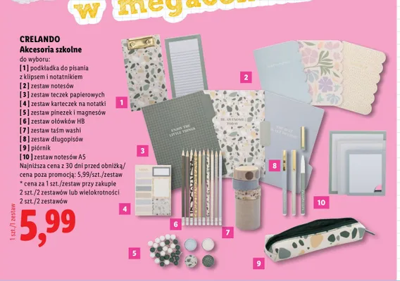 Zestaw notesów Crelando promocja w Lidl