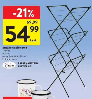 Suszarka pionowa TADAR Marry 59x48x139cm czarna promocja w Intermarche