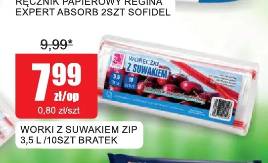 Woreczki z suwakiem Zip Bratek 3,5 l 10-pak promocja w Bingo