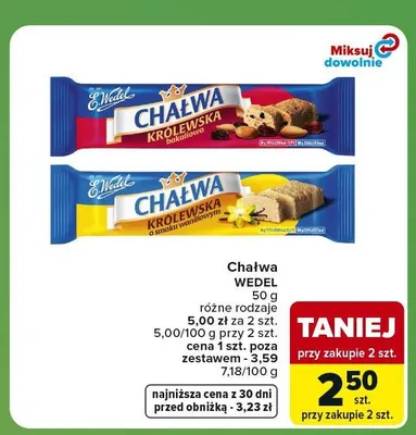 Chałwa Wedel Królewska o smaku waniliowym promocja w Carrefour Express