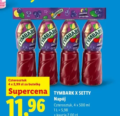 Napój jagoda-cytryna 4-pak Tymbark x Setty promocja w Lidl