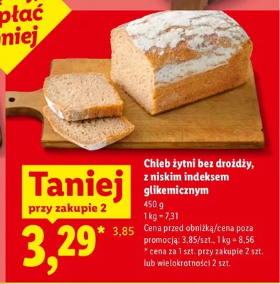 Chleb żytni bez drożdży z niskim indeksem glikemicznym promocja w Lidl