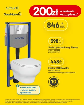 Zestaw stelaż podtynkowy Electa i miska WC Cavally promocja w Castorama
