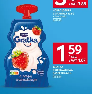 Jogurt Gratka truskawkowa saszetka promocja w Selgros