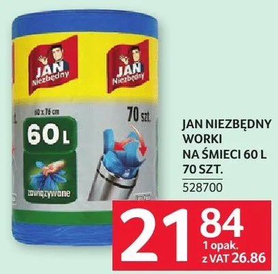 Worki Jan Niezbędny 60 l 70 szt. promocja w Selgros