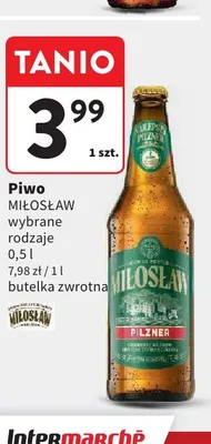 Piwo MIŁOSŁAW Pilzner promocja w Intermarche