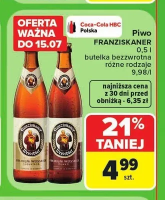 Piwo Franziskaner Weissbier Naturtrüb promocja w Carrefour