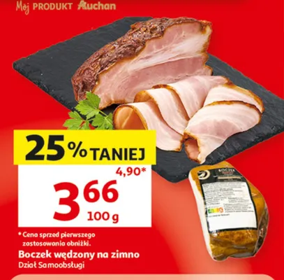 Boczek wędzony na zimno Auchan promocja w Auchan