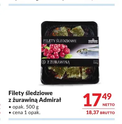Filety śledziowe z żurawiną Admirał promocja w Makro